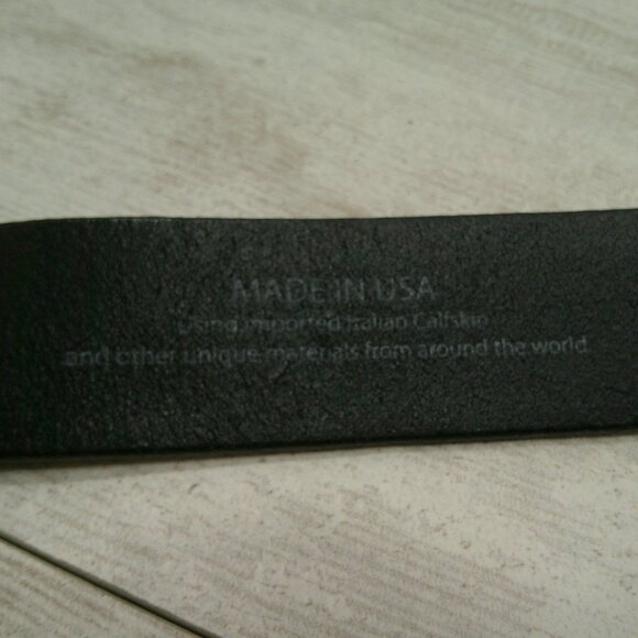 Rugged Justin Black Textured Thick Classic Top Grain Leather Belt Size 36 - Picture 3 of 7